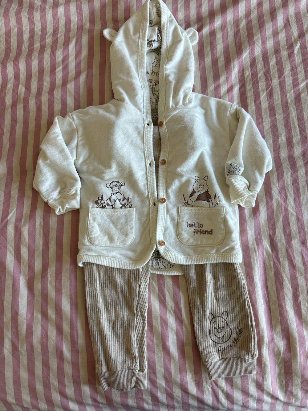 Disney Cream and Brown Winnie the Pooh Hooded Set